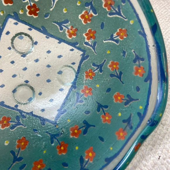 Vintage Andreas Meyer Handblown Art Glass Bowl with Hand-Painted Floral Design - Picture 2 of 6